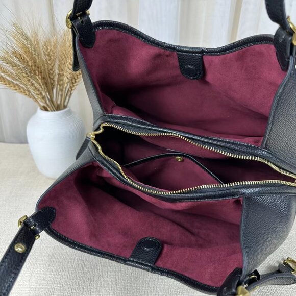 Coach Bella Medium Leather Shoulder Bag In Black - Picture 8 of 9